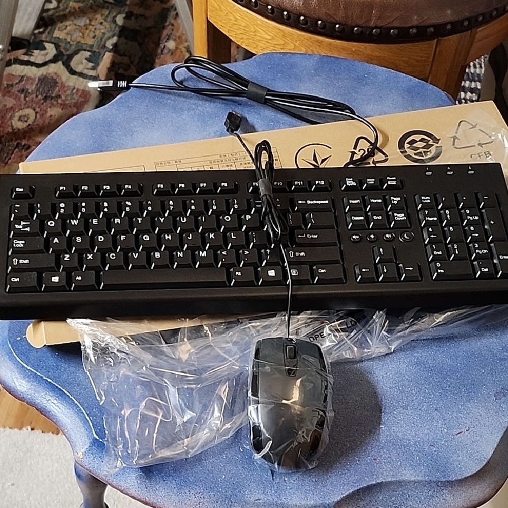 Black Wired Keyboard and Mouse Combo